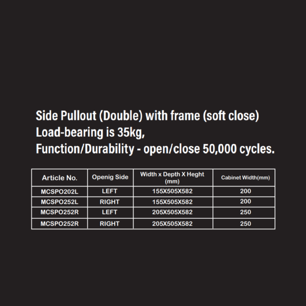 Side Pullout (Double) with frame (soft close) - Image 2